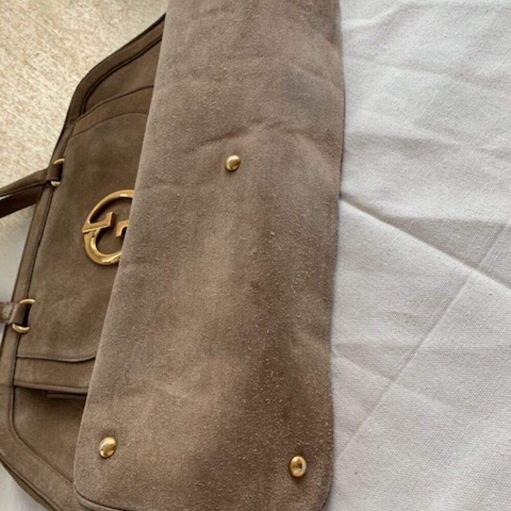 Gucci Tan Suede 1973 Top Handle Satchel - Picture 14 of 16